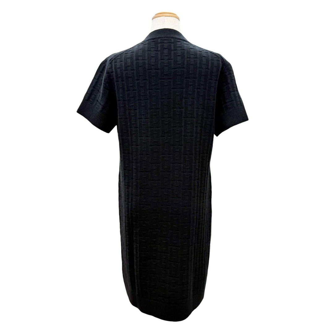 極美品△HERMES エルメス 23SS 3E2515DB ウール100％ Hモチーフ 半袖 ニット ワンピース ブラック 36 イタリア製 正規品 レディース
