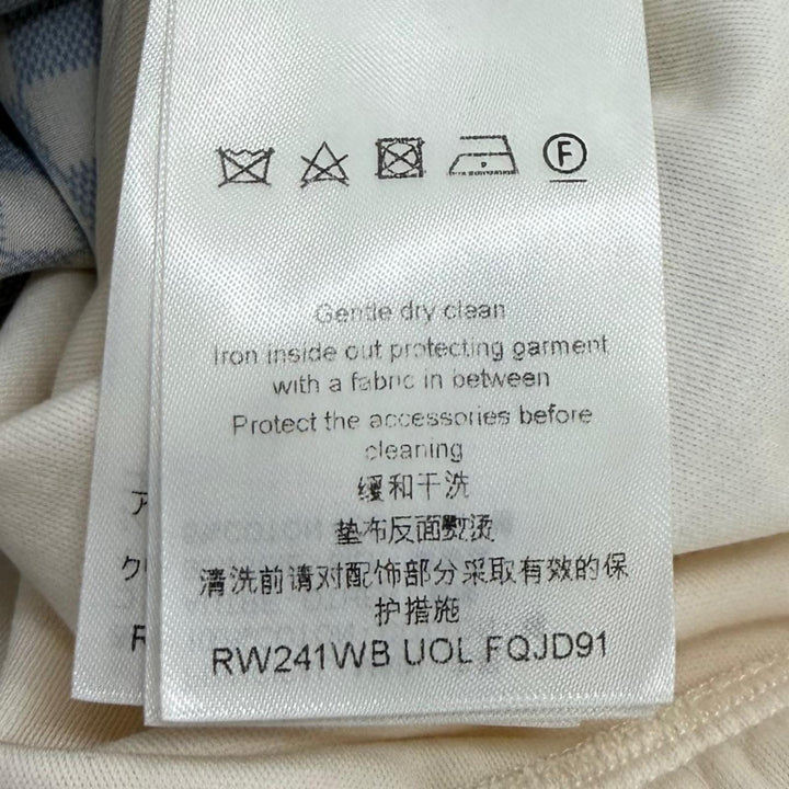 極美品★LOUIS VUITTON ルイヴィトン 24SS コットン シルク混 ダミエ フロント ドローストリング ドレス ワンピース 白 青 XS 正規品
