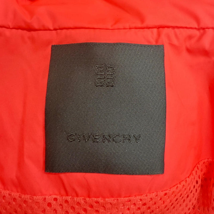 極美品□GIVENCHY ジバンシィ BM011R14DG ロゴ刺繍 フード入り ナイロンジャンパー ブルゾンジャケット サーモンピンク 46 正規品 メンズ