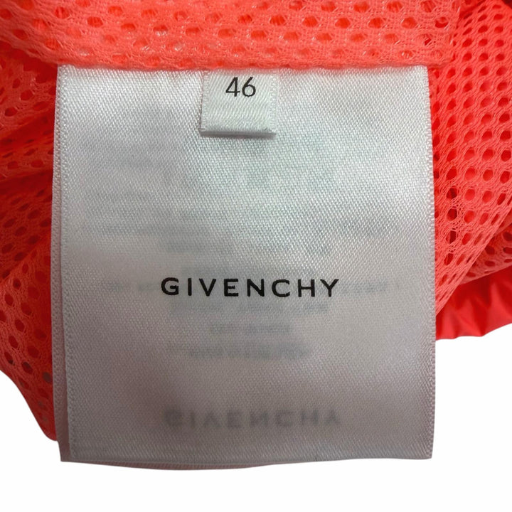 極美品□GIVENCHY ジバンシィ BM011R14DG ロゴ刺繍 フード入り ナイロンジャンパー ブルゾンジャケット サーモンピンク 46 正規品 メンズ