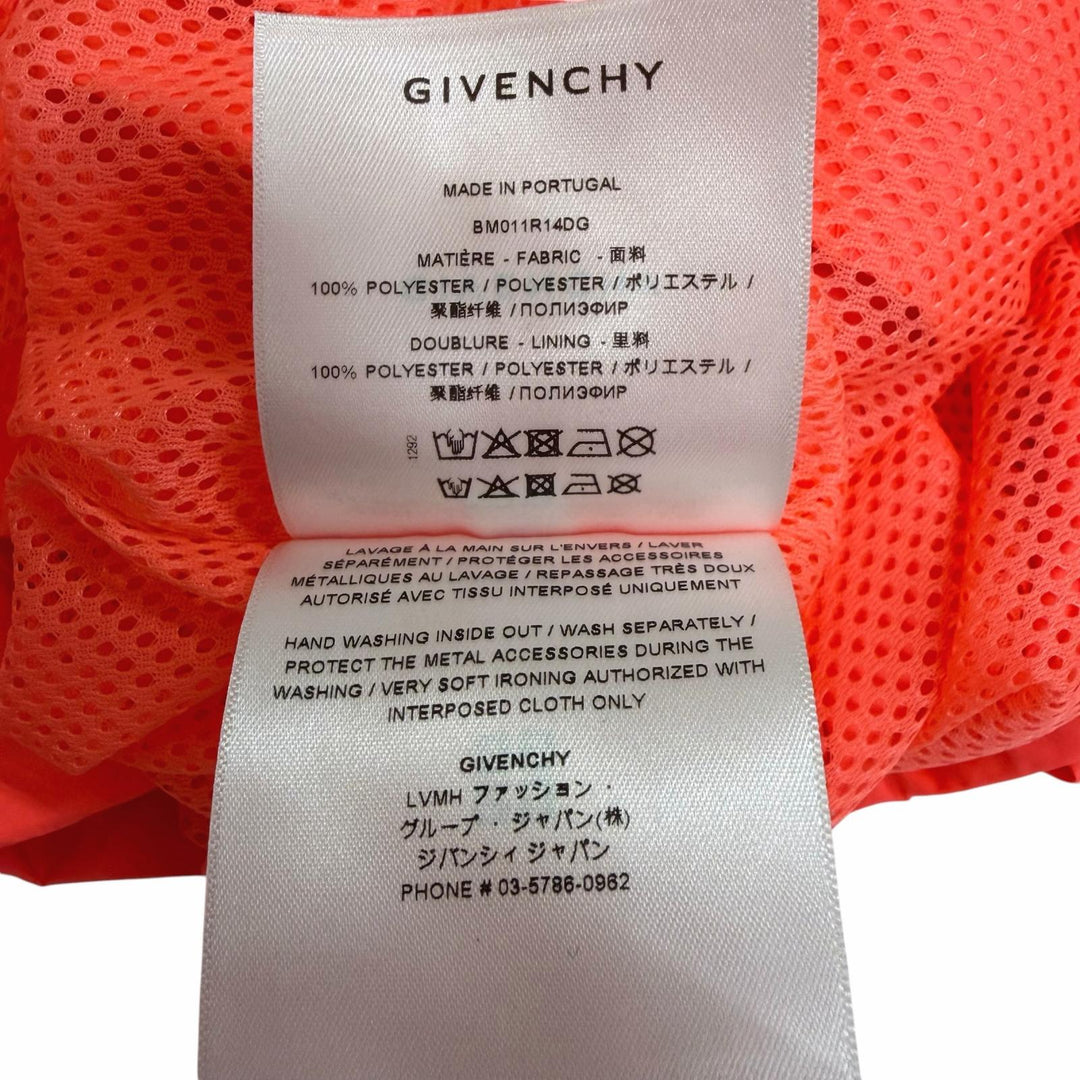 極美品□GIVENCHY ジバンシィ BM011R14DG ロゴ刺繍 フード入り ナイロンジャンパー ブルゾンジャケット サーモンピンク 46 正規品 メンズ