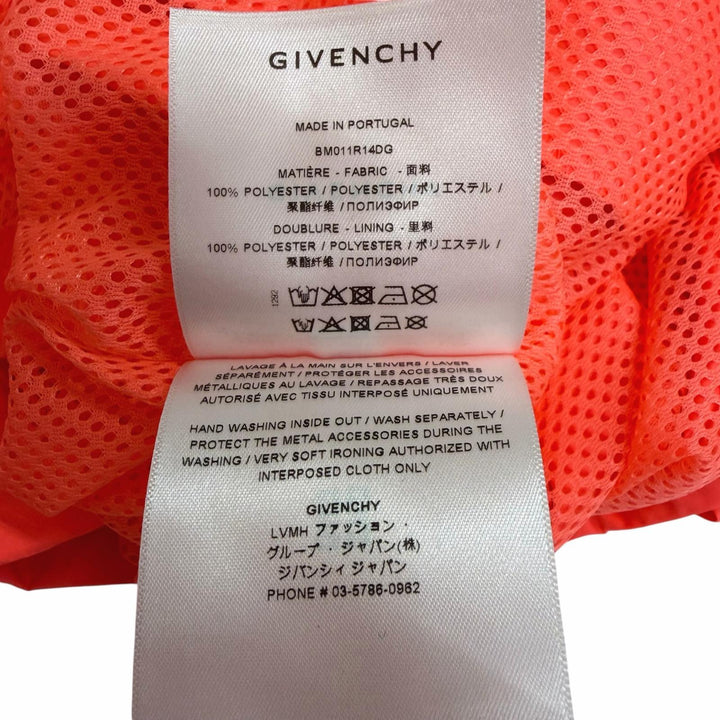 極美品□GIVENCHY ジバンシィ BM011R14DG ロゴ刺繍 フード入り ナイロンジャンパー ブルゾンジャケット サーモンピンク 46 正規品 メンズ
