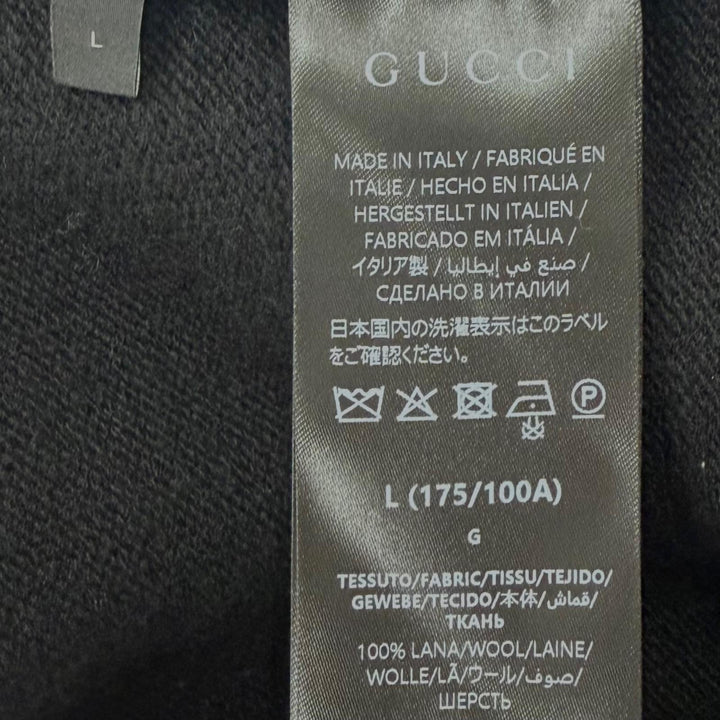 極美品▼GUCCI グッチ 26SS 862532 ウール100% ウェブストライプ インターシャ ファインウール ニットセーター ブラック L 正規品 メンズ
