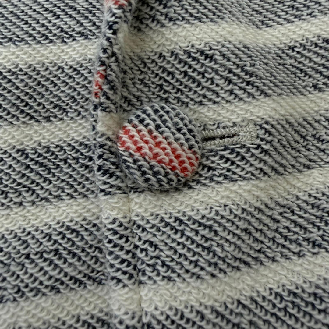極美品□THOM BROWNE トムブラウン MJU065AK6941 ボーダー トリコロール パイル地 アンコンジャケット ネイビー 2 日本製 正規品 メンズ