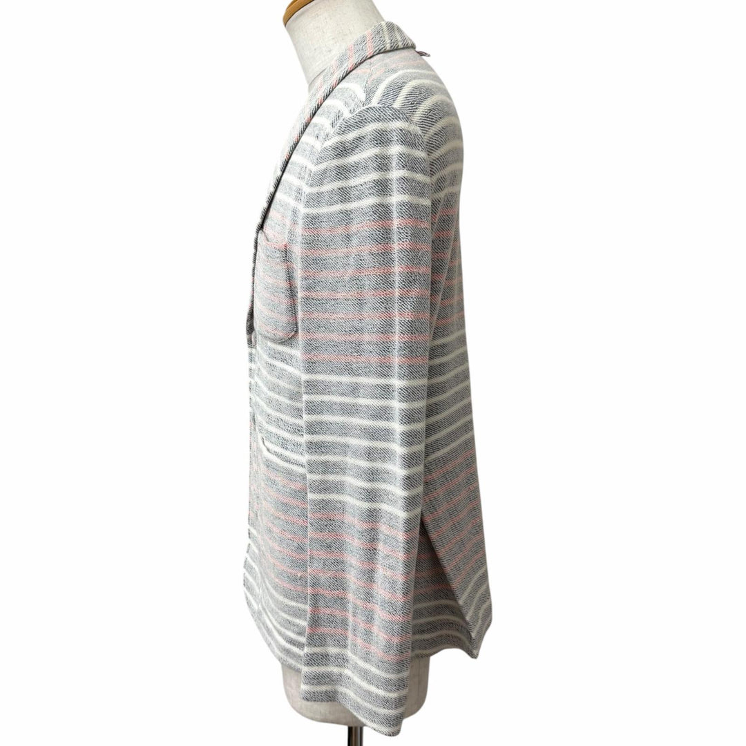 極美品□THOM BROWNE トムブラウン MJU065AK6941 ボーダー トリコロール パイル地 アンコンジャケット ネイビー 2 日本製 正規品 メンズ