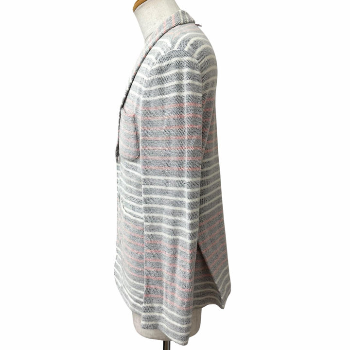 極美品□THOM BROWNE トムブラウン MJU065AK6941 ボーダー トリコロール パイル地 アンコンジャケット ネイビー 2 日本製 正規品 メンズ