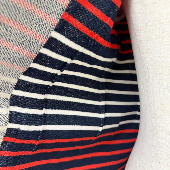 極美品□THOM BROWNE トムブラウン MJU065AK6941 ボーダー トリコロール パイル地 アンコンジャケット ネイビー 2 日本製 正規品 メンズ