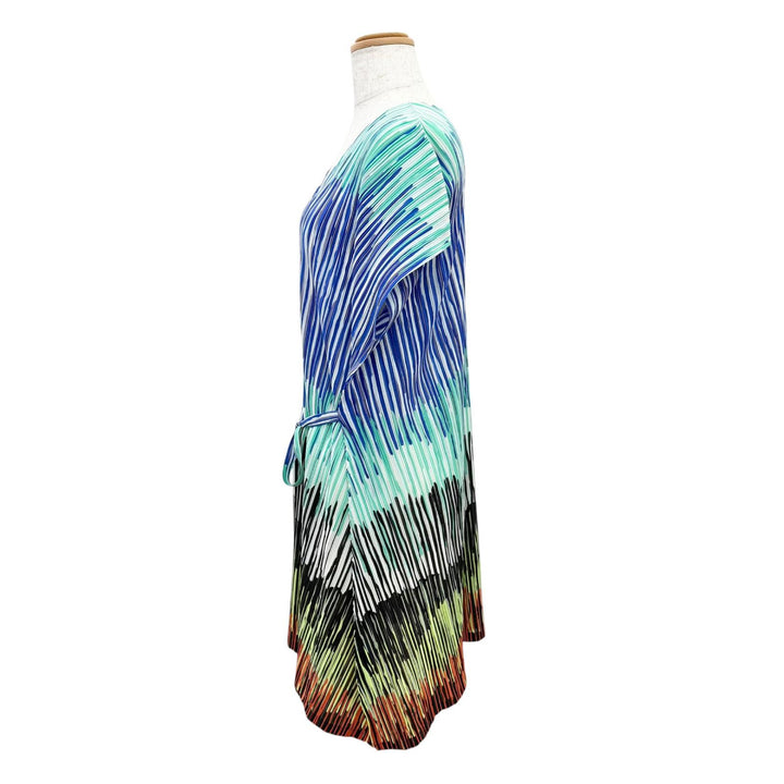 極美品△PLEATS PLEASE プリーツプリーズ イッセイミヤケ PP13-FT823 総柄 Vネック キャップスリーブ チュニック ワンピース 3 正規品