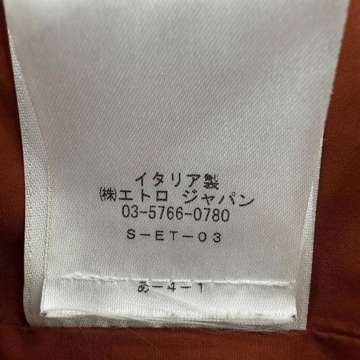 極美品☆ETRO エトロ 192-17553-063 ウール シルク ロゴボタン ベルト付 ペイズリー柄 コート ブラウン 38 イタリア製 正規品 レディース