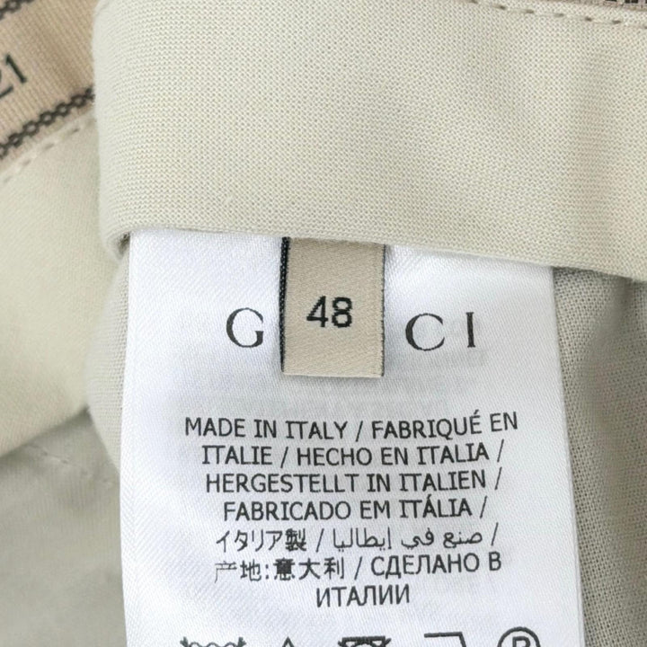 極美品●GUCCI グッチ 680704 ウール100% Gロゴ タック入 センタープレス チェック スラックス ブラウン 48 イタリア製 正規品 メンズ