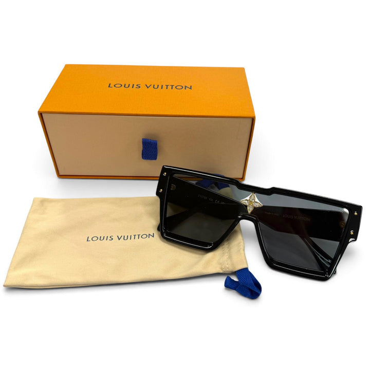 極美品▼LOUIS VUITTON ルイヴィトン 2025年製 Z1578E サイクロン 現行品 アイウェア サングラス ブラック デモレンズ メンズ 箱付き