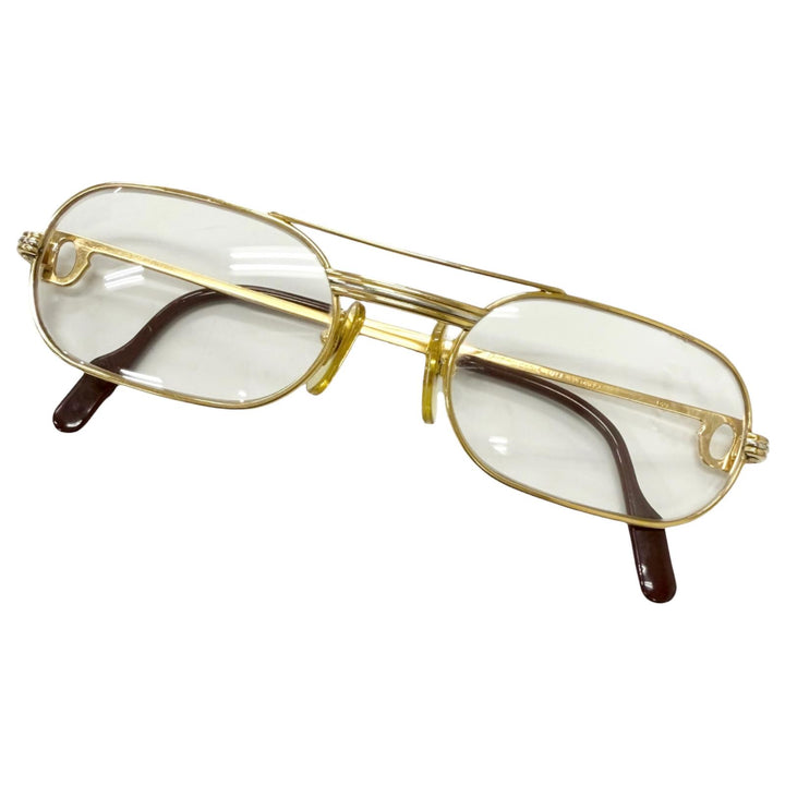 良品□Cartier カルティエ ヴィンテージ トリニティ オーバルフレーム メガネ 眼鏡 アイウェア ゴールド ボルドー 55□20-140 フランス製