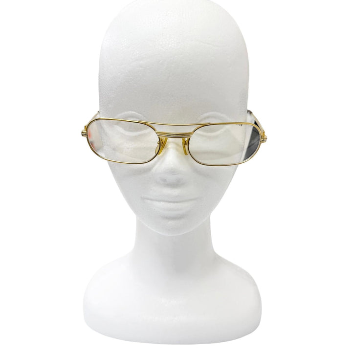 良品□Cartier カルティエ ヴィンテージ トリニティ オーバルフレーム メガネ 眼鏡 アイウェア ゴールド ボルドー 55□20-140 フランス製