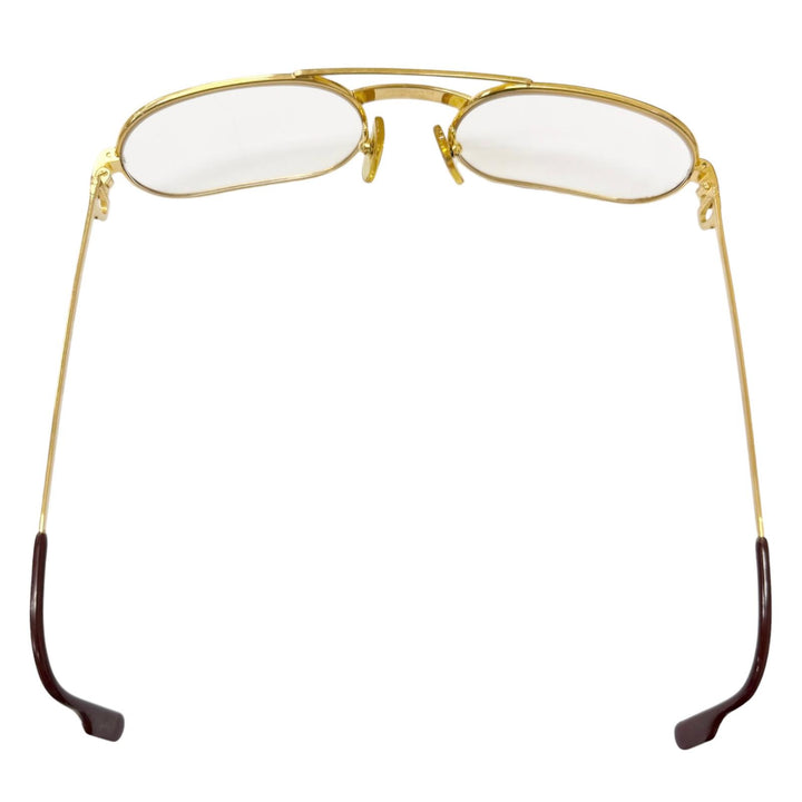 良品□Cartier カルティエ ヴィンテージ トリニティ オーバルフレーム メガネ 眼鏡 アイウェア ゴールド ボルドー 55□20-140 フランス製