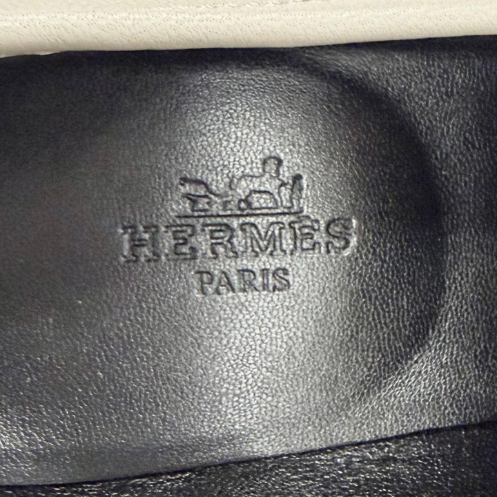 美品△HERMES エルメス 2025年製 AF4251062Z モカシンパリ シルバー金具 Hロゴ金具 レザー ローファー グレー系 36.5 伊製 レディース