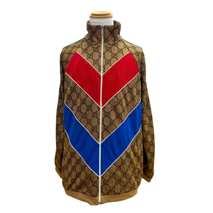 美品▼GUCCI グッチ 523489/523488 ウェブライン GGプリント テクニカル ジャージー セットアップ ブラウン M イタリア製 正規品 メンズ
