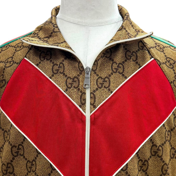 美品▼GUCCI グッチ 523489/523488 ウェブライン GGプリント テクニカル ジャージー セットアップ ブラウン M イタリア製 正規品 メンズ