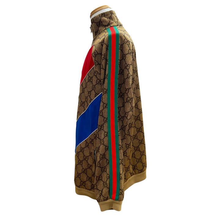 美品▼GUCCI グッチ 523489/523488 ウェブライン GGプリント テクニカル ジャージー セットアップ ブラウン M イタリア製 正規品 メンズ