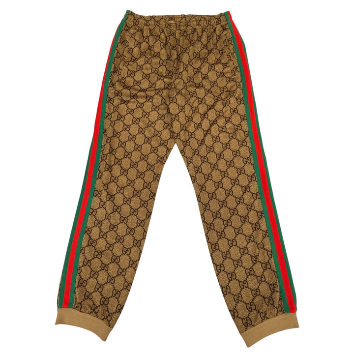 美品▼GUCCI グッチ 523489/523488 ウェブライン GGプリント テクニカル ジャージー セットアップ ブラウン M イタリア製 正規品 メンズ