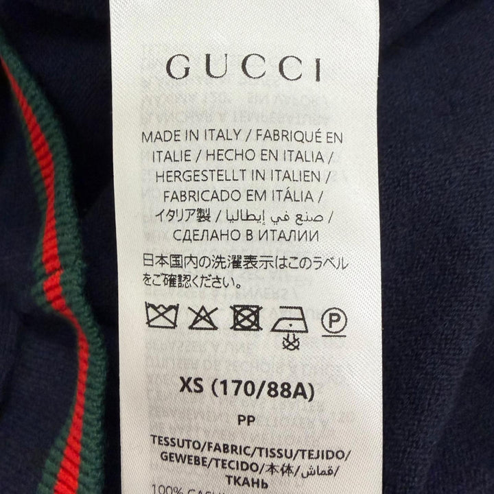 未使用品□GUCCI グッチ 2025年製 850166 カシミヤ100％ ウェブストライプ タートルネック 薄手 セーター XS イタリア製 正規品 メンズ