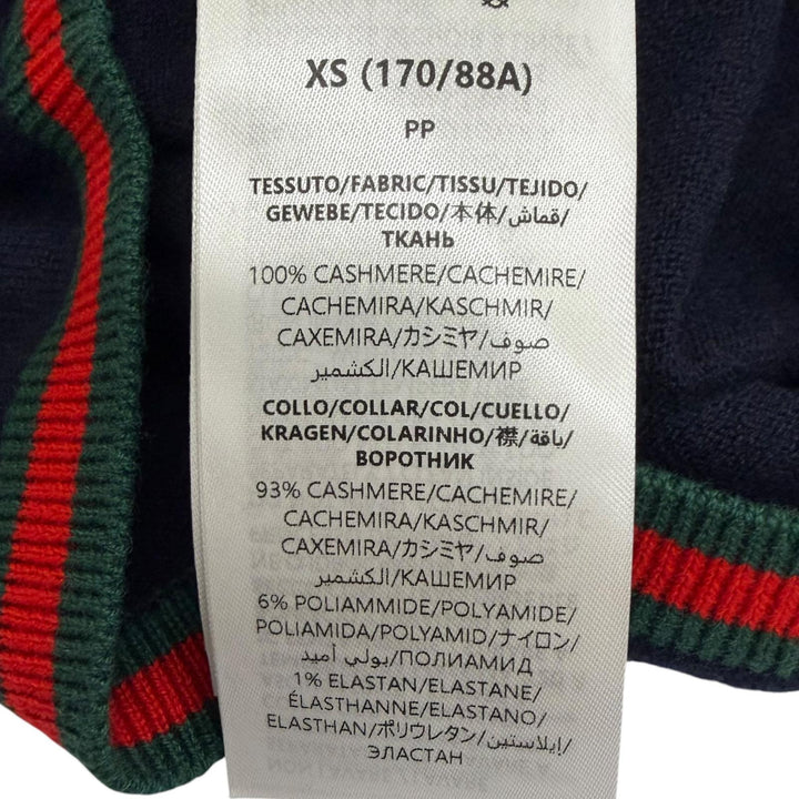 未使用品□GUCCI グッチ 2025年製 850166 カシミヤ100％ ウェブストライプ タートルネック 薄手 セーター XS イタリア製 正規品 メンズ