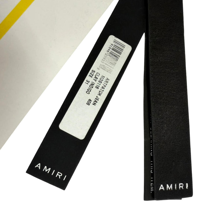 未使用品□AMIRI アミリ ARTPATCH JEAN パッチワーク ロゴレザーパッチ ダメージ加工 スキニー デニムパンツ グレーインディゴ 31 USA製