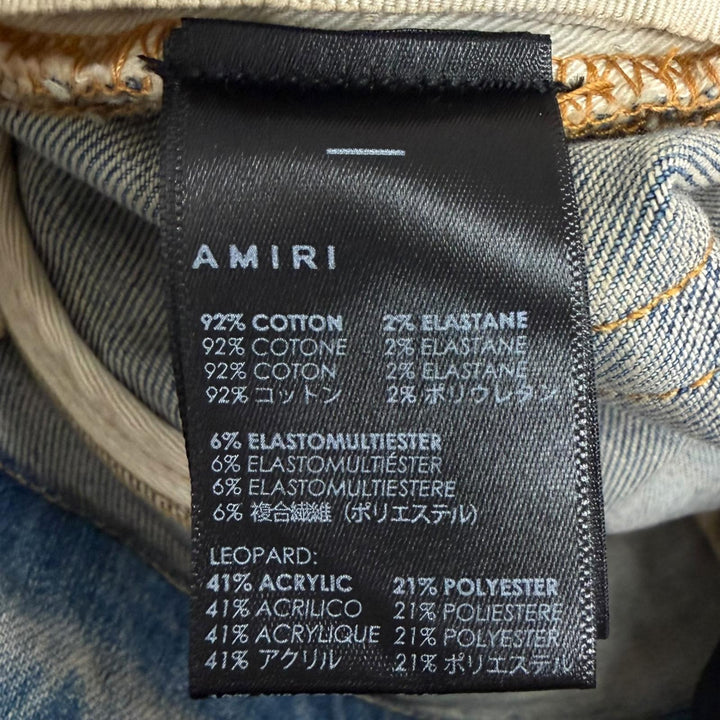 未使用品□AMIRI アミリ ARTPATCH JEAN パッチワーク ロゴレザーパッチ ダメージ加工 スキニー デニムパンツ グレーインディゴ 31 USA製