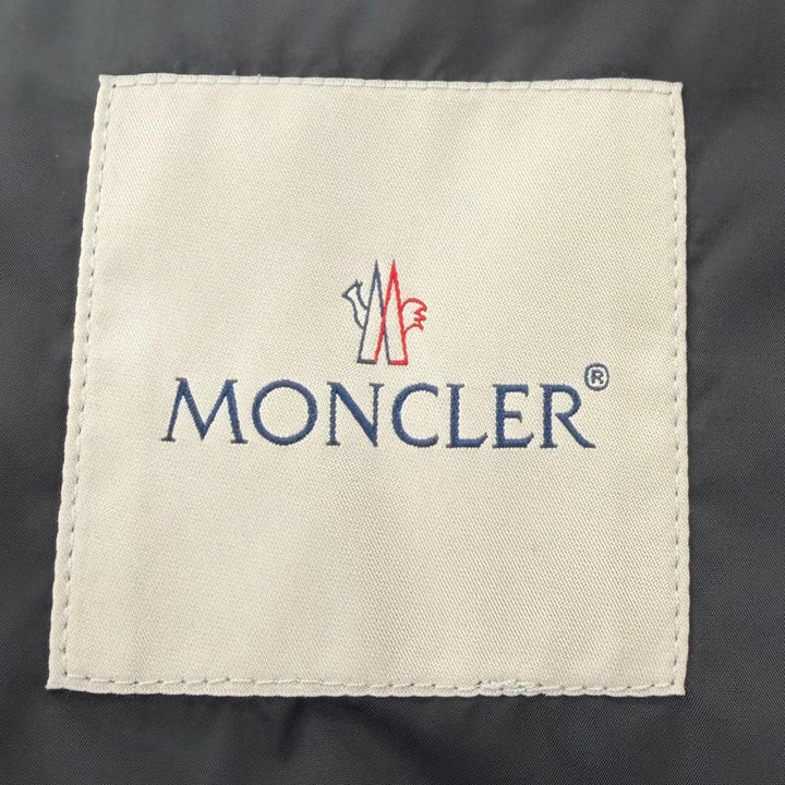 美品▼MONCLER モンクレール GONDRY チェック柄 レザーロゴワッペン ナイロン切替 フーデッド ZIPUP ダウンジャケット グレー 3 正規品