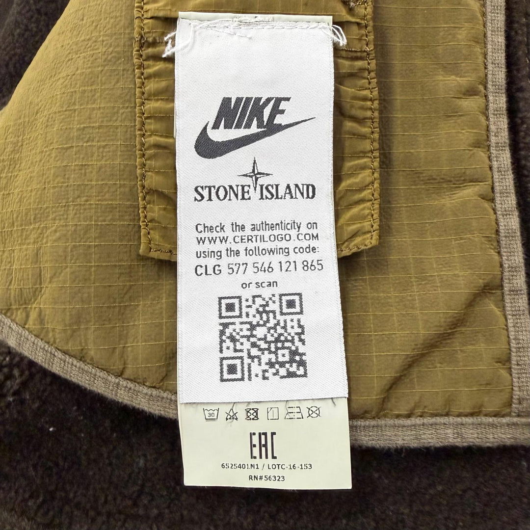【ドンドン見直し】良品 ▼NIKE STONE ISLAND ナイキ ストーンアイランド 6525401 フーデッド WZIP モッズコート カーキ M 正規品 メンズ