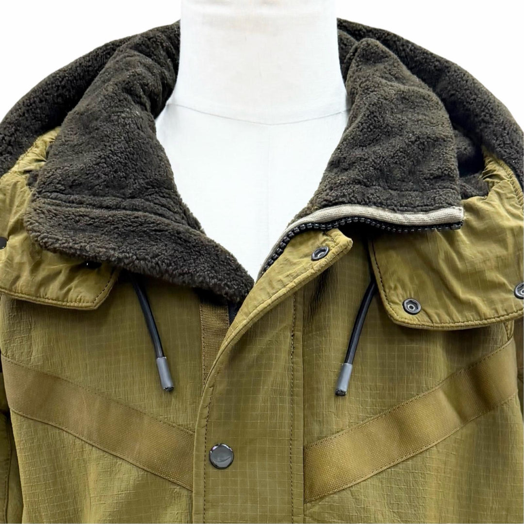 【ドンドン見直し】良品 ▼NIKE STONE ISLAND ナイキ ストーンアイランド 6525401 フーデッド WZIP モッズコート カーキ M 正規品 メンズ