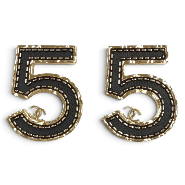 美品★CHANEL シャネル B23S ココマーク 5モチーフ ピアス アクセサリー ブラック ゴールド イタリア製 レディース 箱・保存袋付き