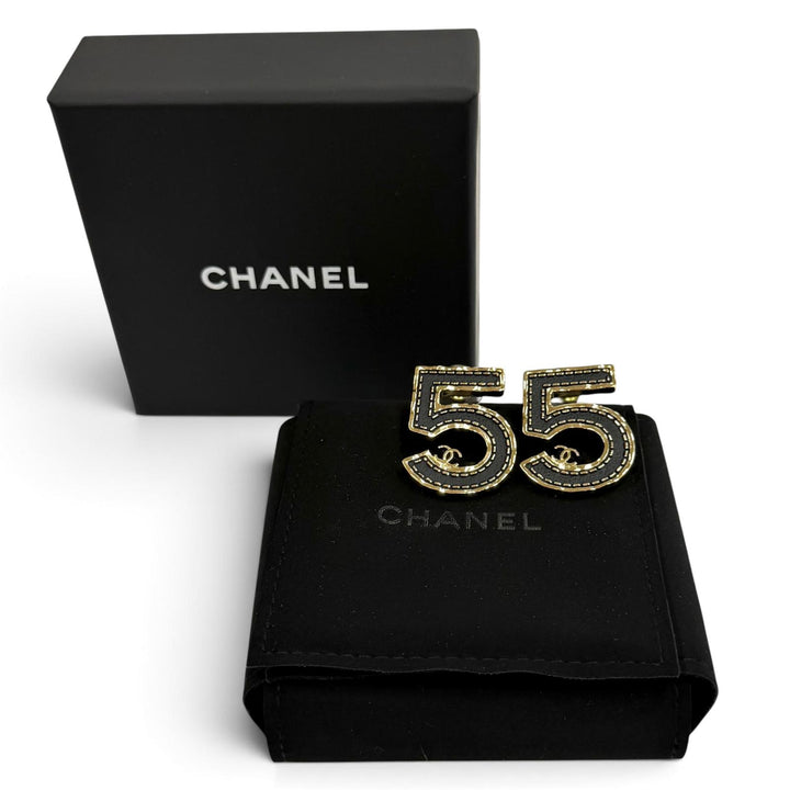 美品★CHANEL シャネル B23S ココマーク 5モチーフ ピアス アクセサリー ブラック ゴールド イタリア製 レディース 箱・保存袋付き