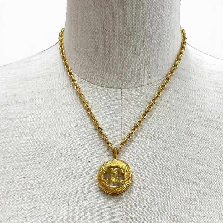 良品★CHANEL シャネル ヴィンテージ ココマーク チェーン ネックレス ペンダント アクセサリー ゴールド フランス製 レディース