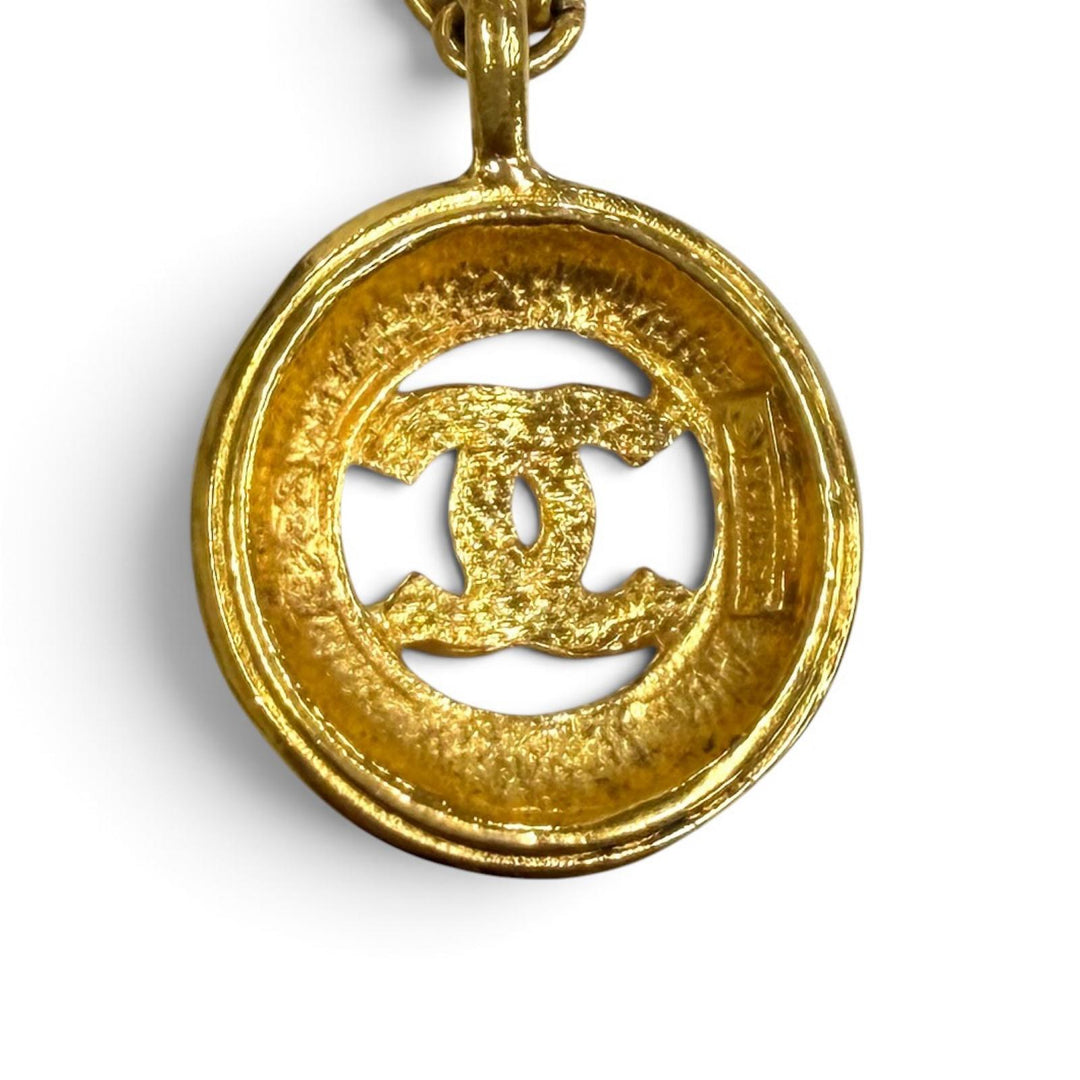 良品★CHANEL シャネル ヴィンテージ ココマーク チェーン ネックレス ペンダント アクセサリー ゴールド フランス製 レディース