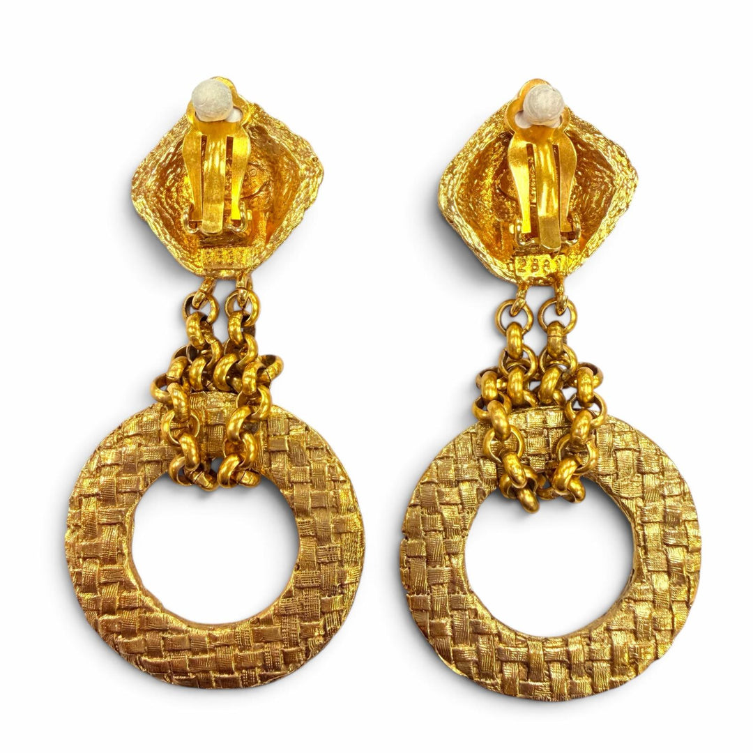美品☆CHANEL シャネル ヴィンテージ 29 メタル ココマーク チェーン フープ イヤリング アクセサリー ゴールド フランス製 レディース