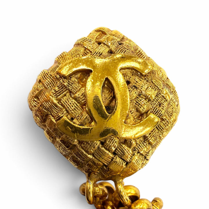 美品☆CHANEL シャネル ヴィンテージ 29 メタル ココマーク チェーン フープ イヤリング アクセサリー ゴールド フランス製 レディース