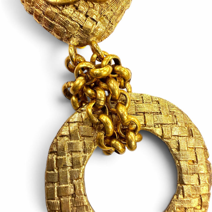 美品☆CHANEL シャネル ヴィンテージ 29 メタル ココマーク チェーン フープ イヤリング アクセサリー ゴールド フランス製 レディース