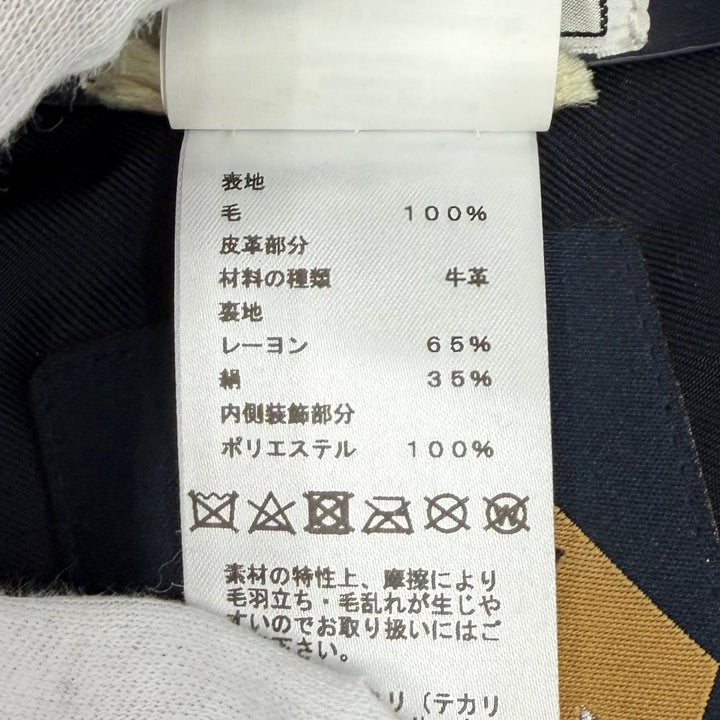 極美品★HERMES エルメス ウール100％ グレナン 内側レザートリム ベレー帽 グレー FR 56 フランス製 正規品 レディース 保存袋付き