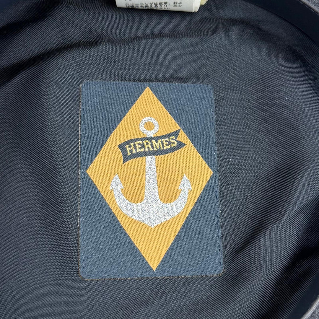 極美品★HERMES エルメス ウール100％ グレナン 内側レザートリム ベレー帽 グレー FR 56 フランス製 正規品 レディース 保存袋付き