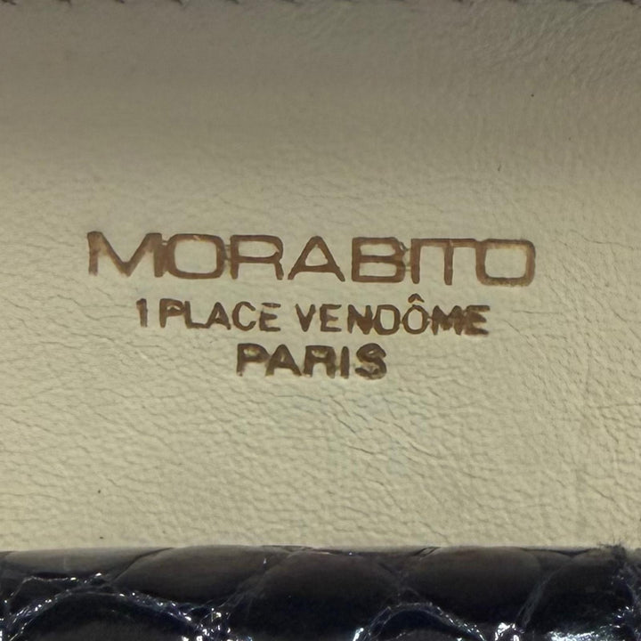 美品▼MORABITO モラビト ヴィンテージ クロコダイルレザー 希少 シャイニー アタッシュケース ビジネスバッグ ブラック ゴールド金具