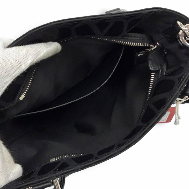 極美品★ヴァレンティノガラヴァーニ 4Y2B0C60CSH トワルイコノグラフ 2レザー ハンドル 2WAY ショルダーバッグ ブラック 保存袋付