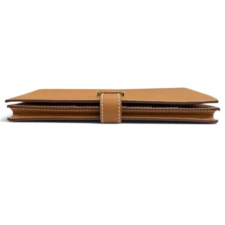 未使用品□HERMES エルメス ベアン スフレ ヴォーエプソン ゴールド ゴールド金具 長財布 ロングウォレット W刻印 フランス製 箱付き