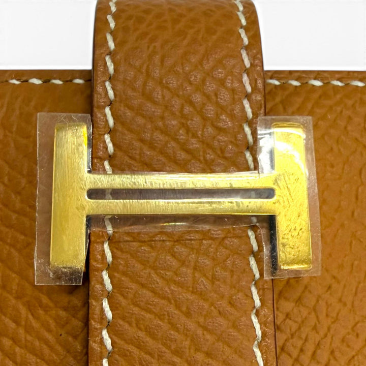 未使用品□HERMES エルメス ベアン スフレ ヴォーエプソン ゴールド ゴールド金具 長財布 ロングウォレット W刻印 フランス製 箱付き