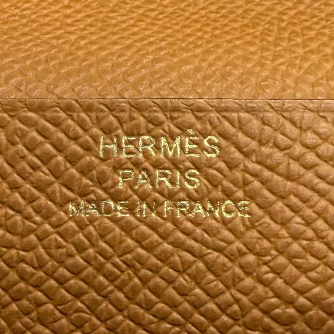 未使用品□HERMES エルメス ベアン スフレ ヴォーエプソン ゴールド ゴールド金具 長財布 ロングウォレット W刻印 フランス製 箱付き
