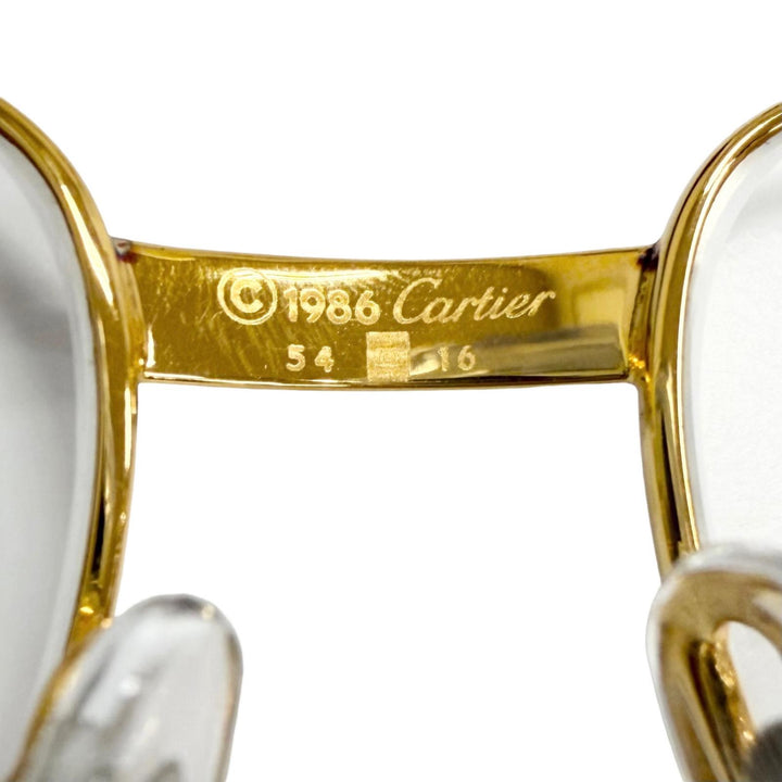美品□Cartier カルティエ ヴィンテージ トリニティ Cロゴ メガネ 眼鏡 アイウェア ゴールド ボルドー 54□16-130 度入り フランス製