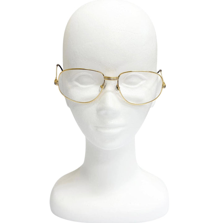 美品□Cartier カルティエ ヴィンテージ トリニティ Cロゴ メガネ 眼鏡 アイウェア ゴールド ボルドー 54□16-130 度入り フランス製