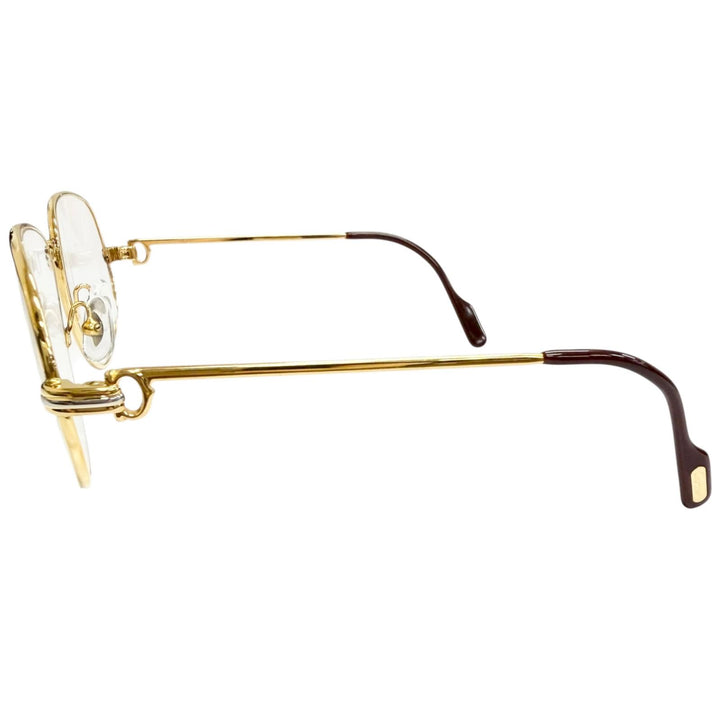 美品□Cartier カルティエ ヴィンテージ トリニティ Cロゴ メガネ 眼鏡 アイウェア ゴールド ボルドー 54□16-130 度入り フランス製