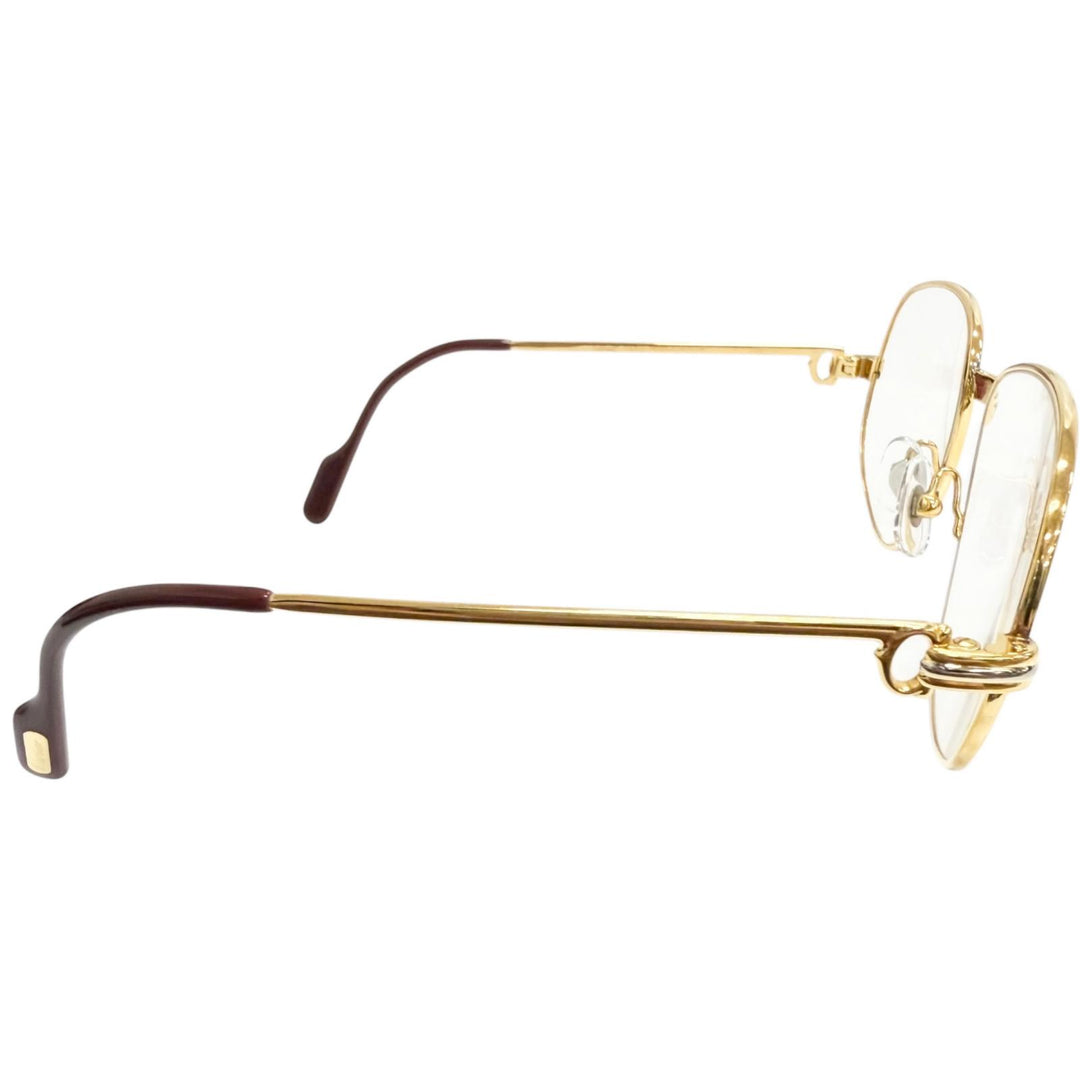 美品□Cartier カルティエ ヴィンテージ トリニティ Cロゴ メガネ 眼鏡 アイウェア ゴールド ボルドー 54□16-130 度入り フランス製