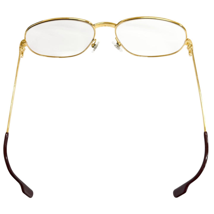 美品□Cartier カルティエ ヴィンテージ トリニティ Cロゴ メガネ 眼鏡 アイウェア ゴールド ボルドー 54□16-130 度入り フランス製