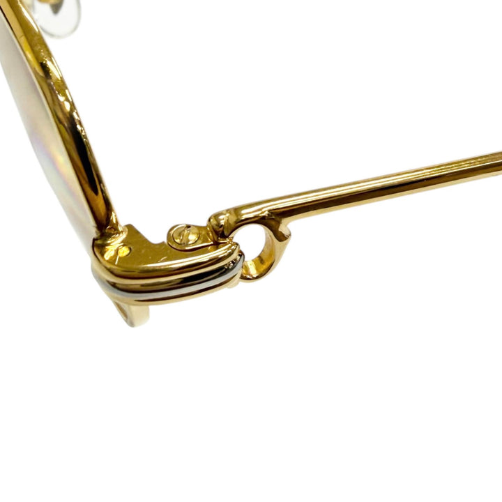 美品□Cartier カルティエ ヴィンテージ トリニティ Cロゴ メガネ 眼鏡 アイウェア ゴールド ボルドー 54□16-130 度入り フランス製